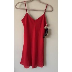 Vtg 90s Hampton Nites Mini Slip Dress Red New With Tags Size 4 Formal Lined USA
